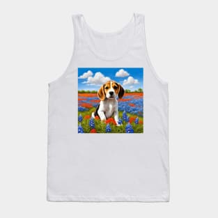 Beagle Puppy in Texas Wildflower Field Tank Top